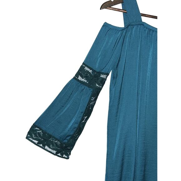 VaVa by Joy Han XS Teal Green Long Sleeve Cold Shoulder Flared Sleeve Dress - Picture 2 of 6